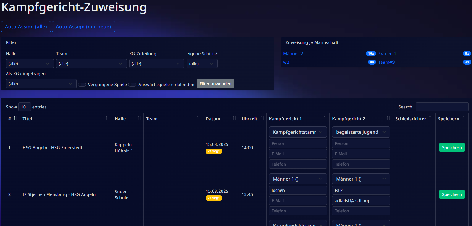 Kampfgerichts-Zuordnung